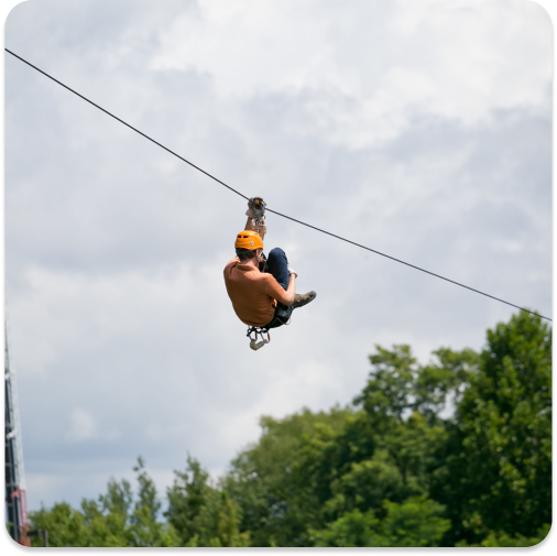 person on a zip line course in Kentucky