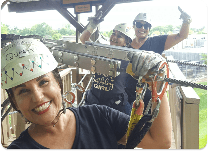 Women getting ready for their team building challenge