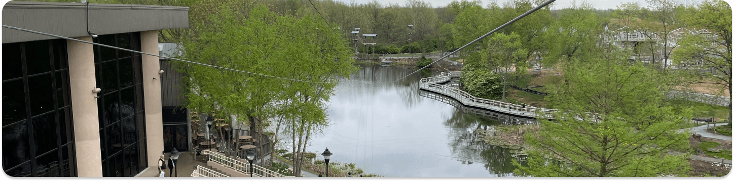 zip line course over the pond at Creation Museum